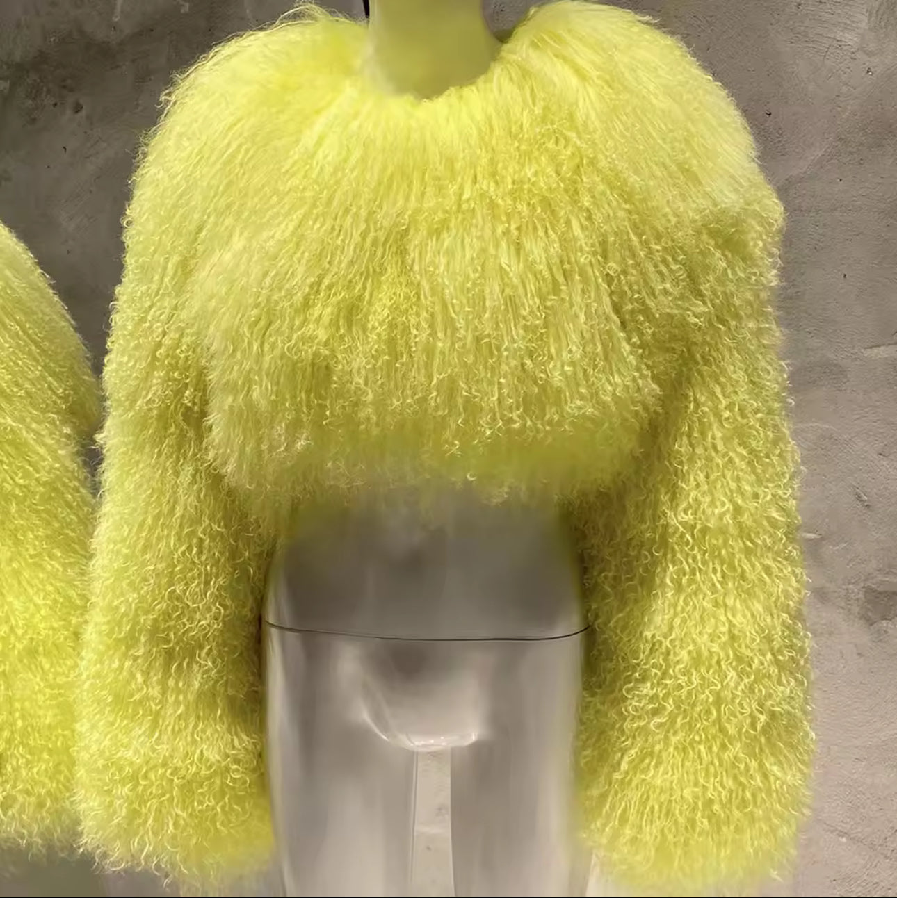 ‘Zara’ Extreme Cropped Mongolian Lamb Fur Coat (8/10 day delivery)