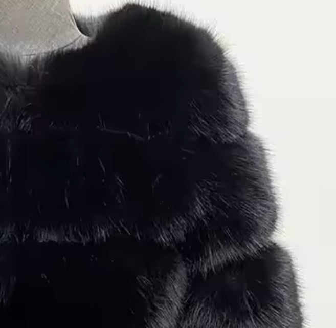 Extreme Cropped Body 3 Row Faux Fur Coat