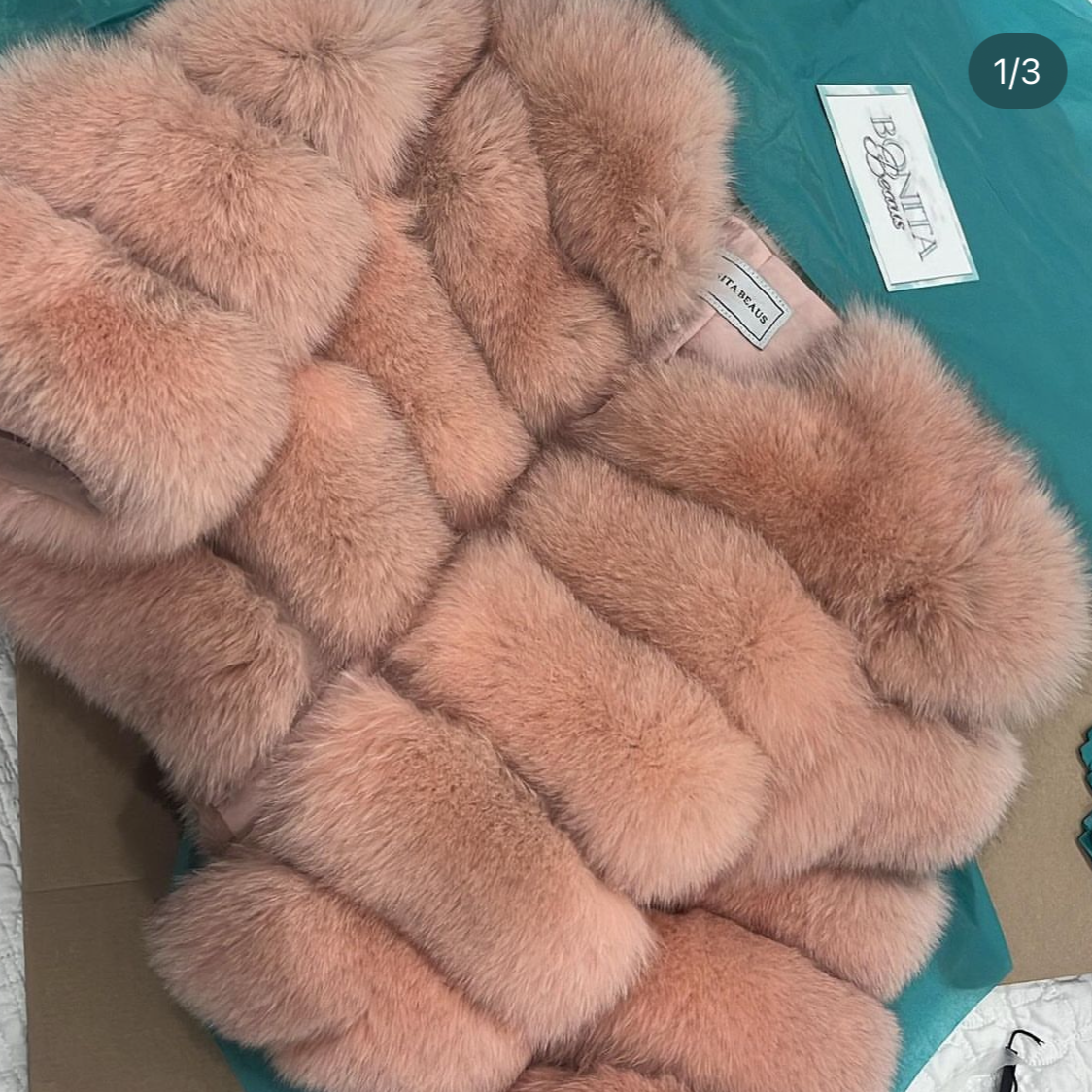 ‘Dusty Pink’ Premium 5 Row Cropped Sleeve Fox Fur Coat (10/18 Day Delivery)
