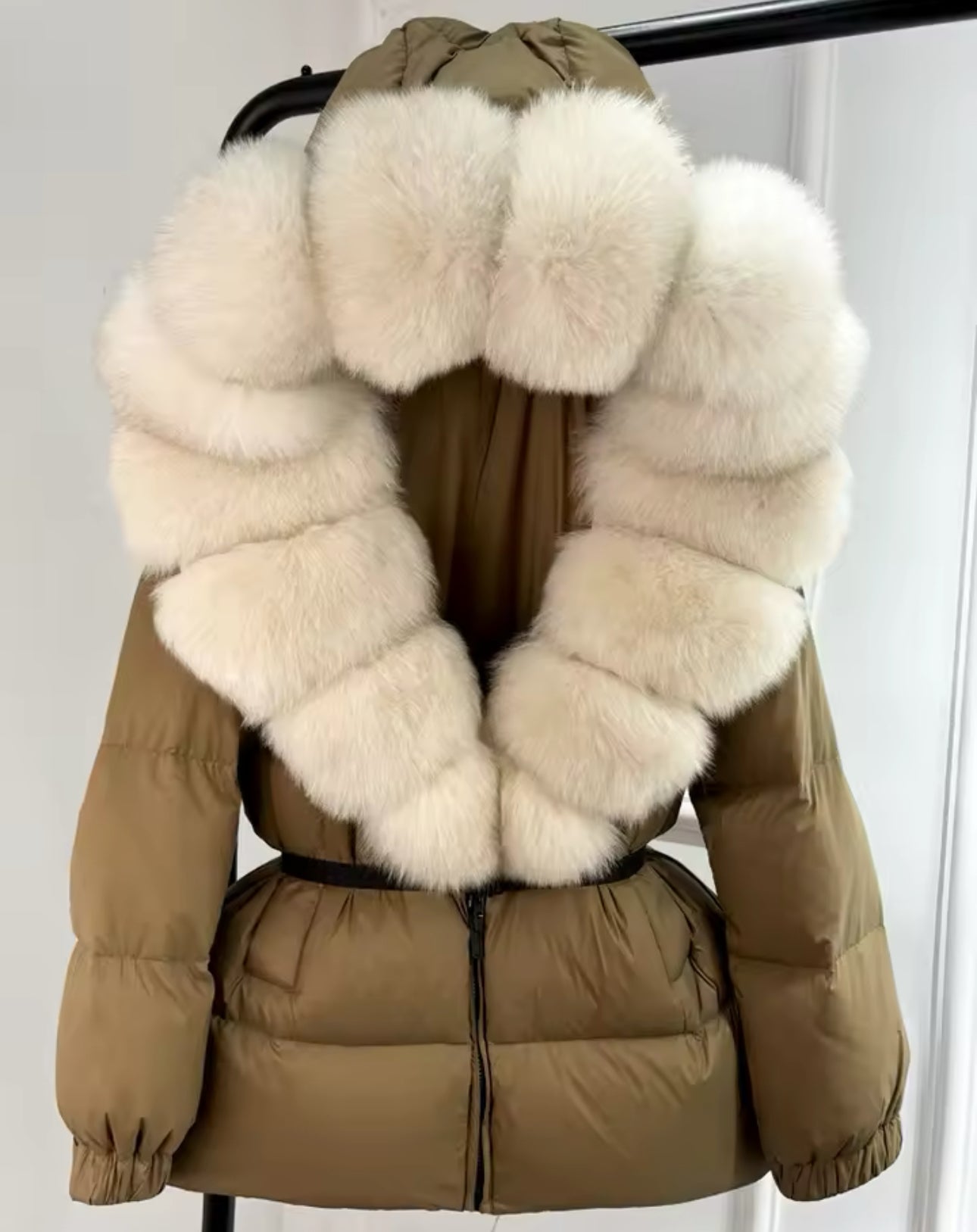 ‘Lucia’ Hooded Fox Fur Puffer Jacket
