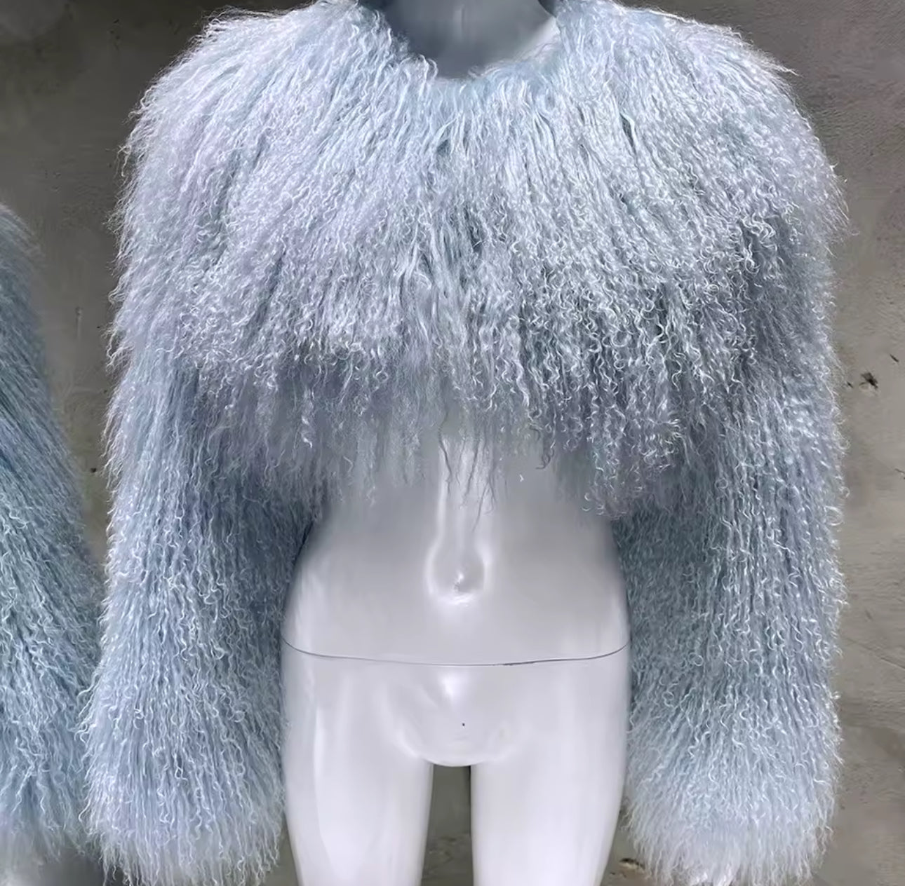 ‘Zara’ Extreme Cropped Mongolian Lamb Fur Coat (8/10 day delivery)