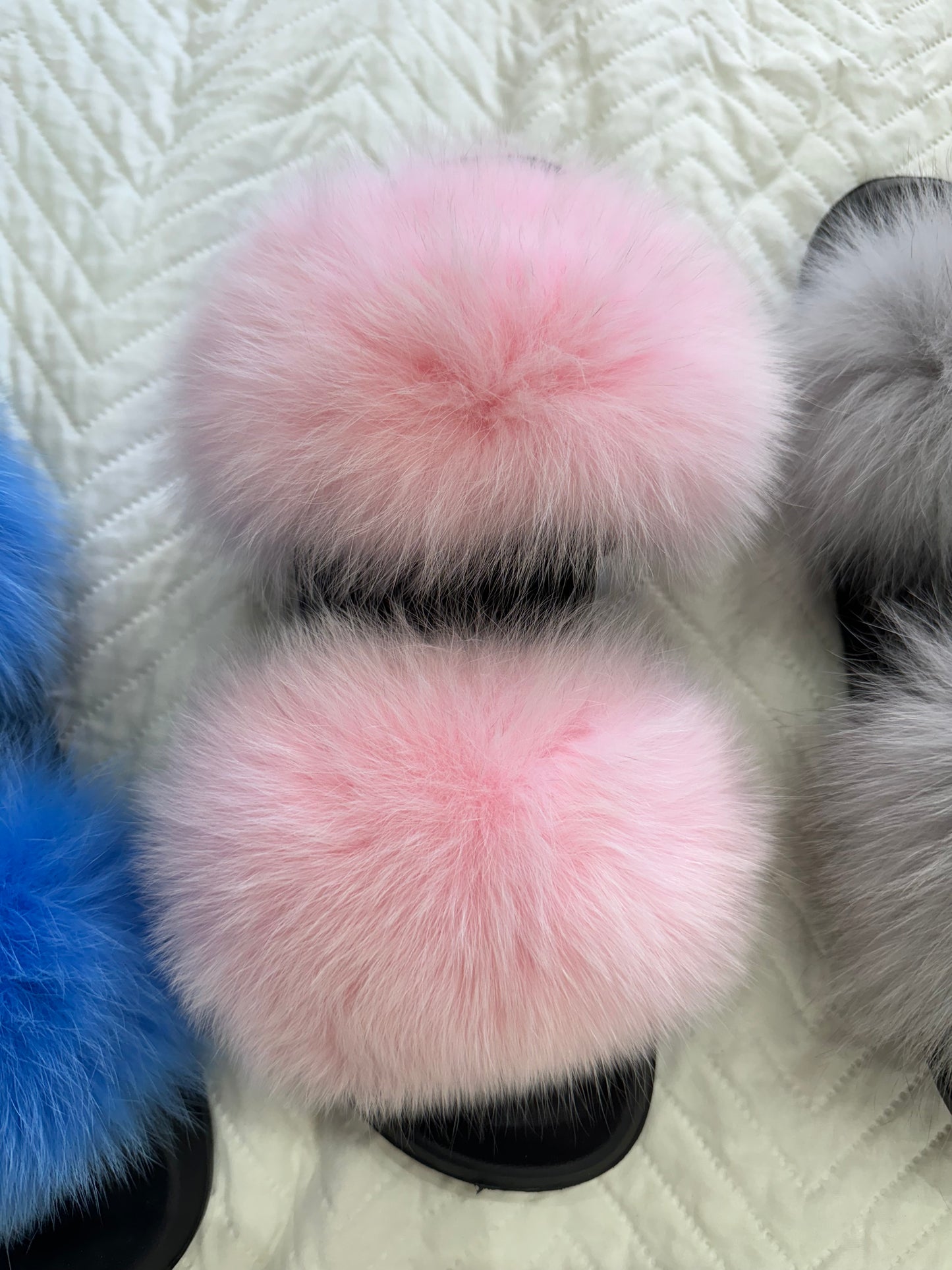 Fox Fur Sliders IN STOCK