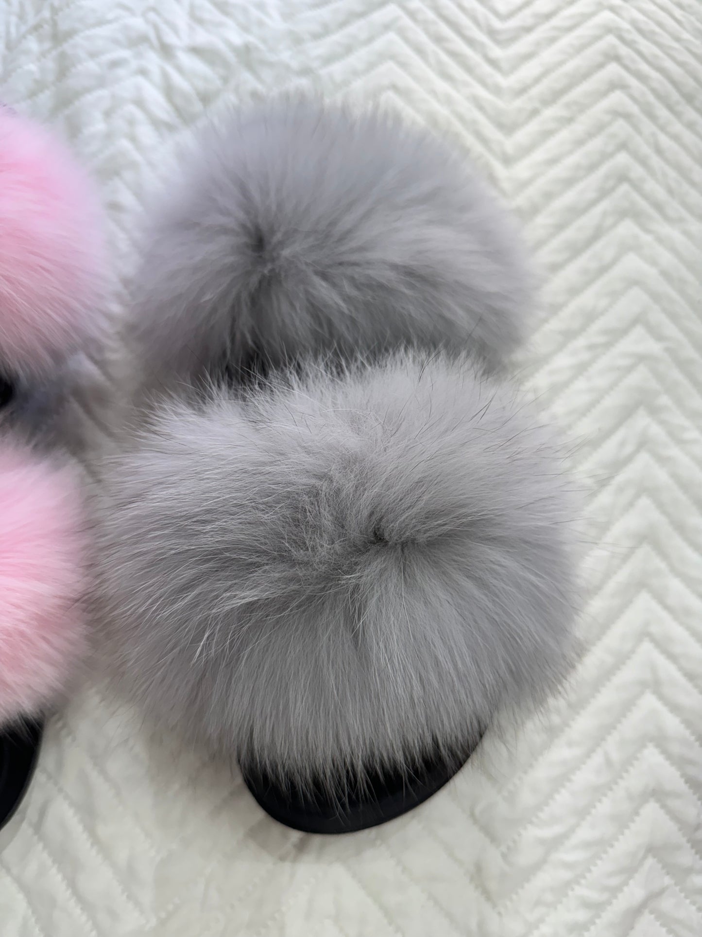 Fox Fur Sliders IN STOCK