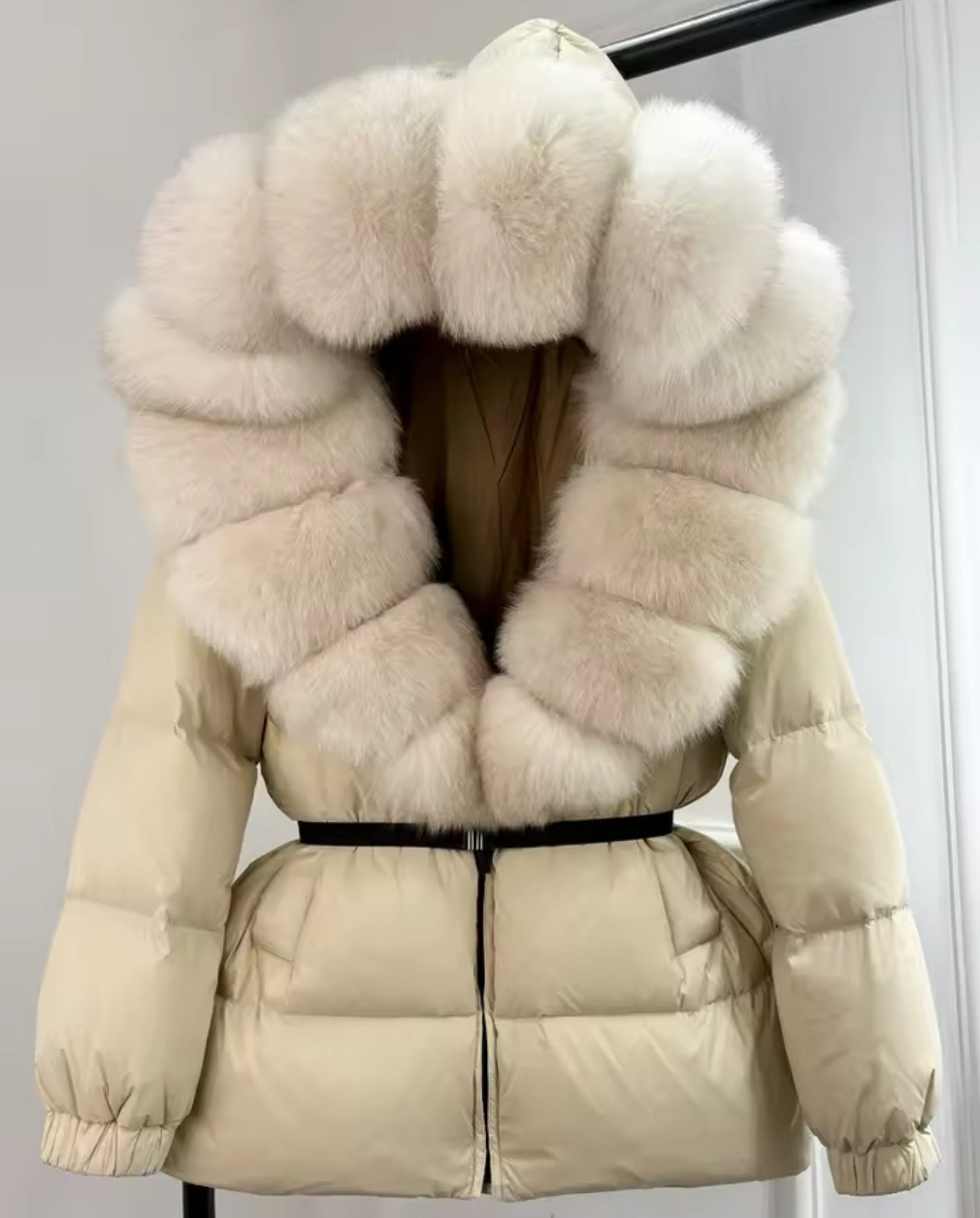 ‘Lucia’ Hooded Fox Fur Puffer Jacket