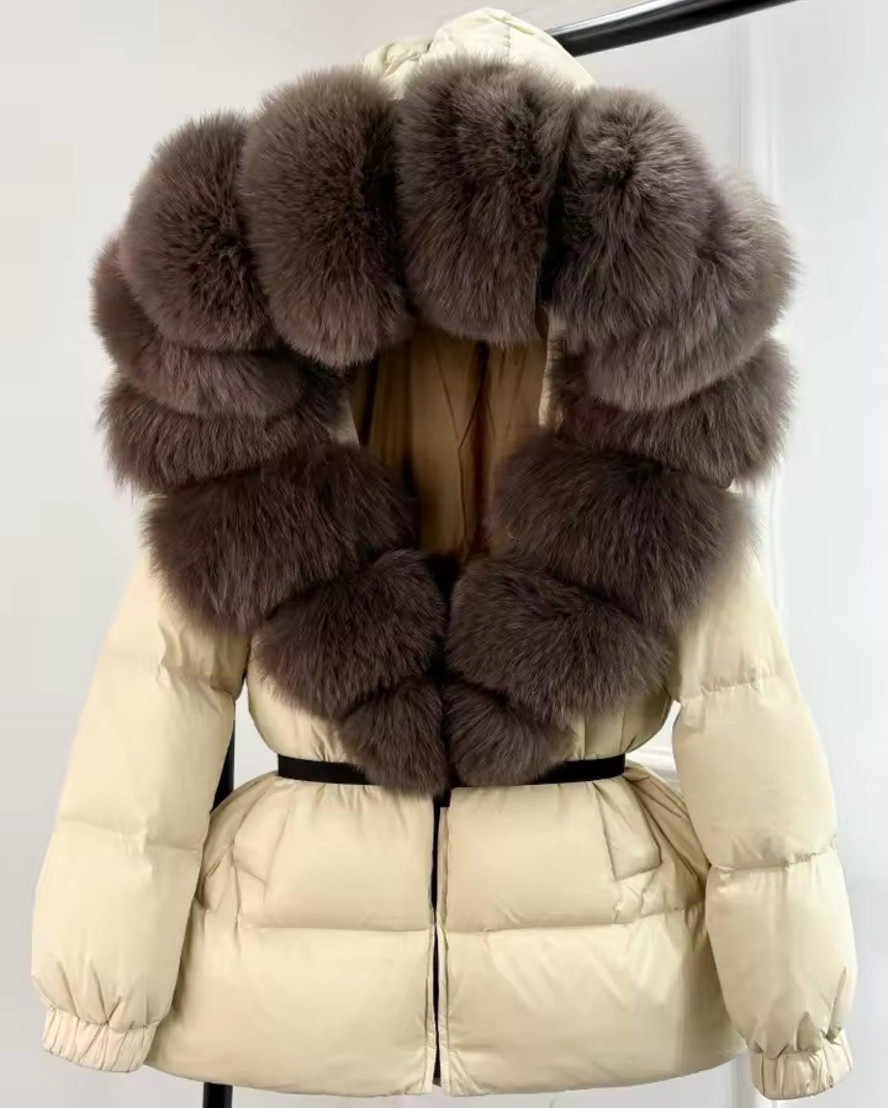 ‘Lucia’ Hooded Fox Fur Puffer Jacket