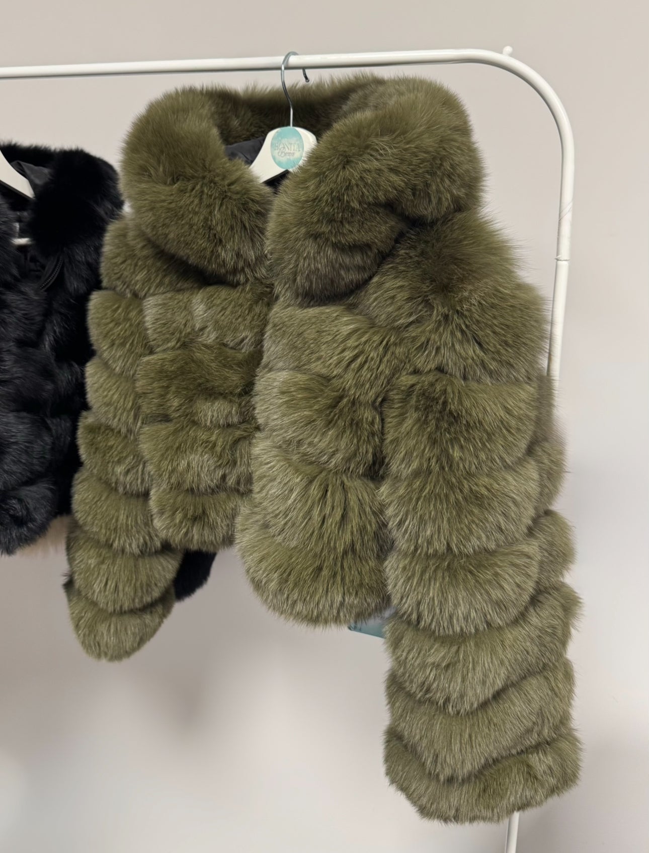 Khaki Green' Premium Hooded Full Sleeve Fox Fur Coat (10/18 Day