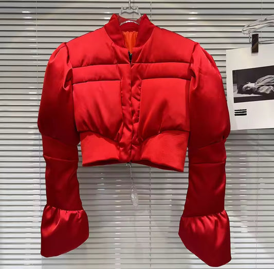 ‘Nellie’ Cropped Structured Puffer Jacket