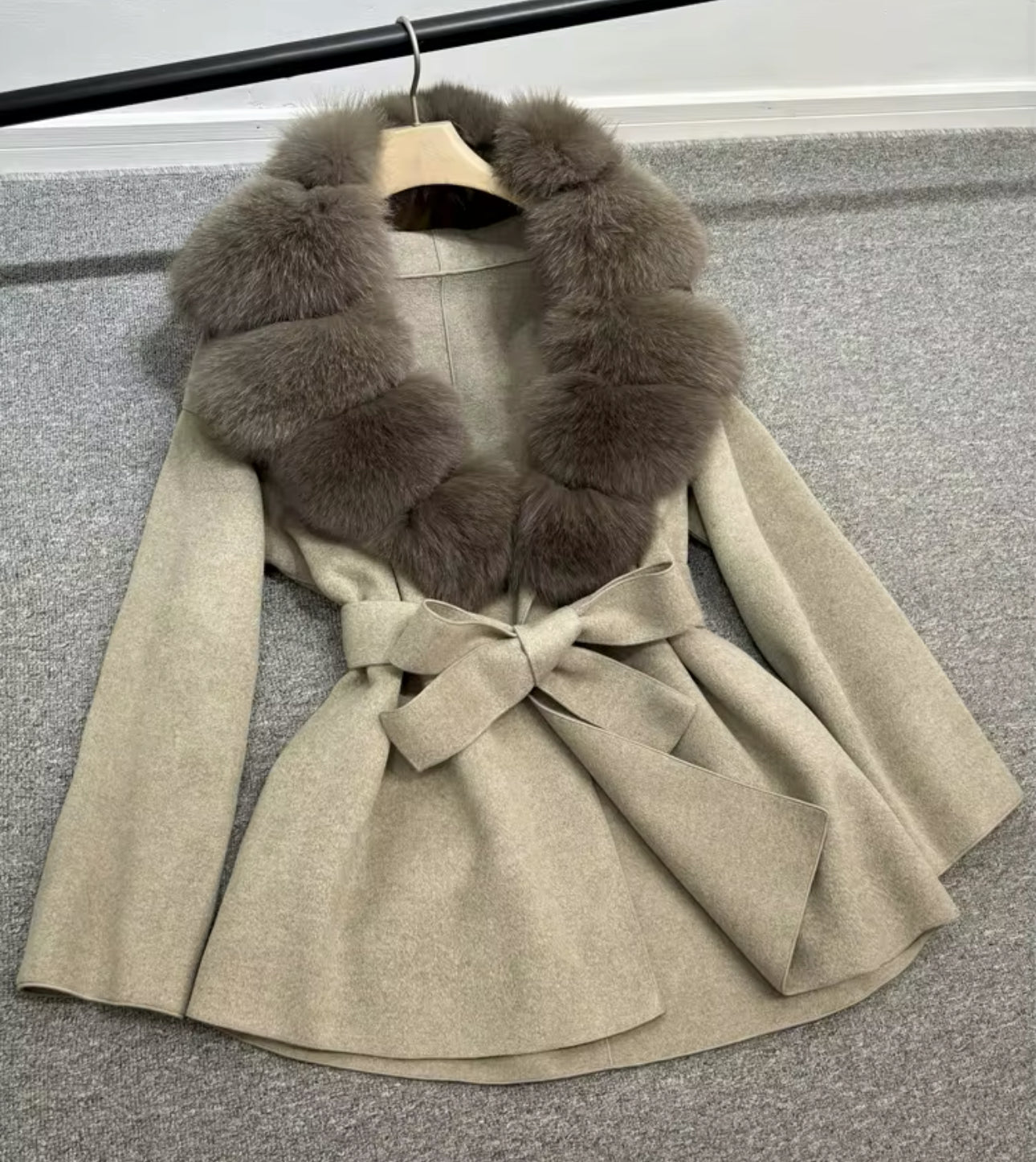 ‘Dolcie’ Short Fox Fur Trim Coat
