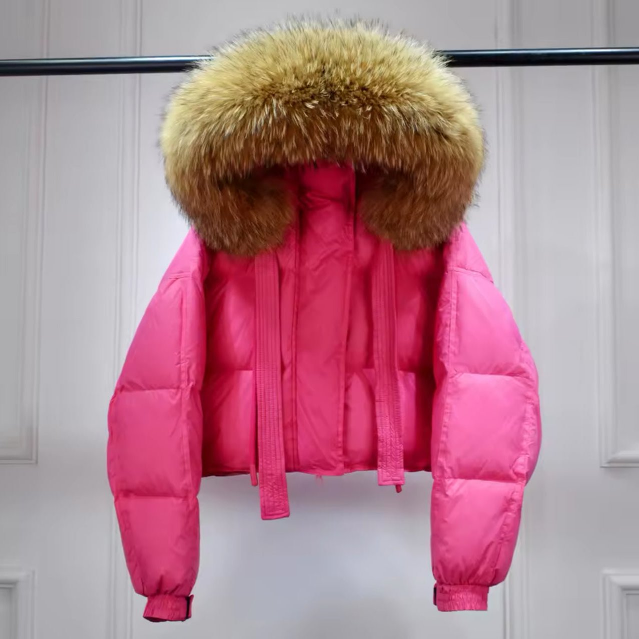 ’Sophia’ Oversized Raccoon Fur Puffer Jacket