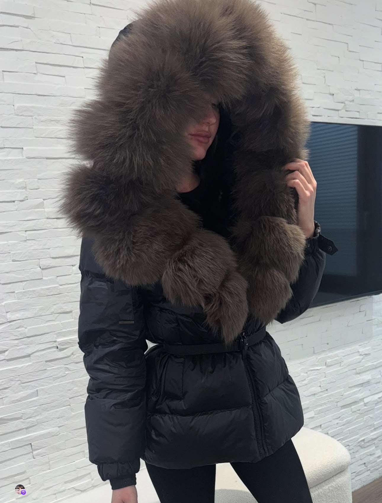 ‘Lucia’ Hooded Fox Fur Puffer Jacket