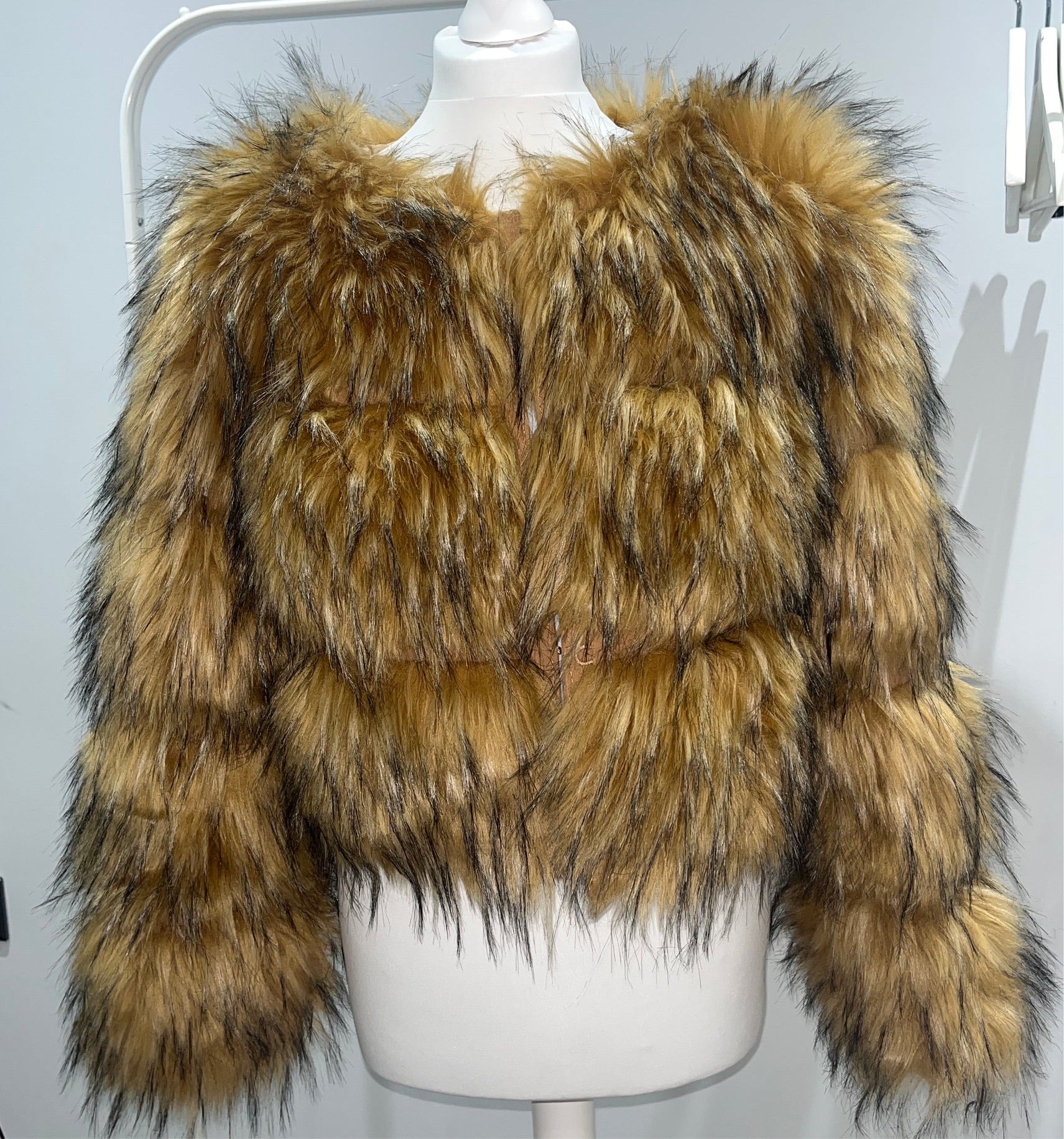 Faux raccoon 2025 fur coat