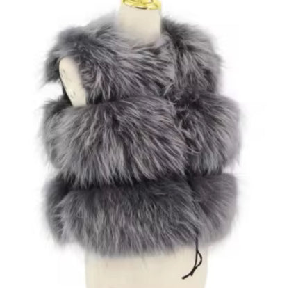 Raccoon 3 Row Fur Gilet [5/9 Day Delivery]
