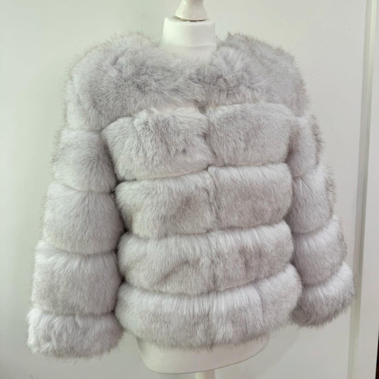 Faux Fur 5 Row Cropped Sleeve Coats [2/4 Week Delivery]