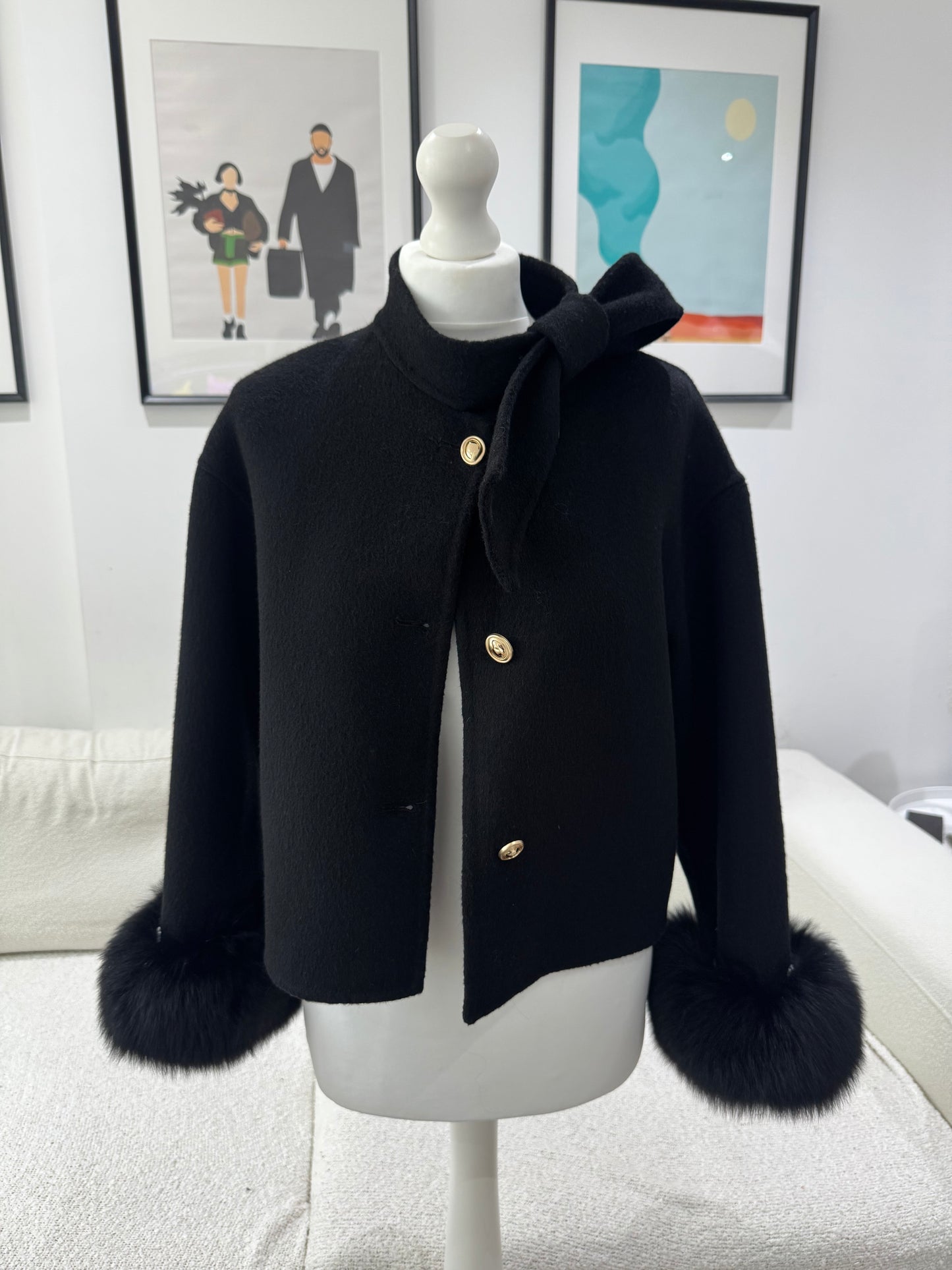 ‘Beaumont’ Wool Fox Fur Cuff Jacket