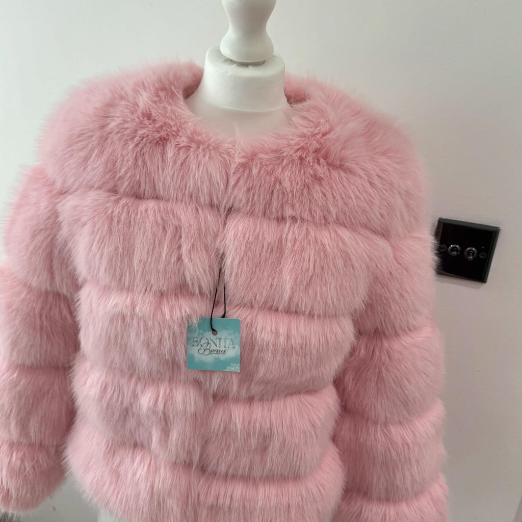 Faux Fur 5 Row Cropped Sleeve Jacket [2/4 Week Delivery]