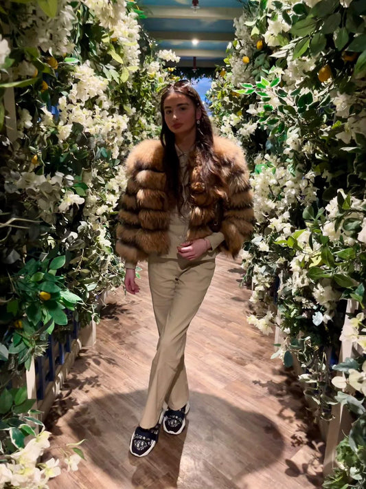 Premium 5 Row Cropped Sleeve Raccoon Fur Coat (10/18 Day Delivery)