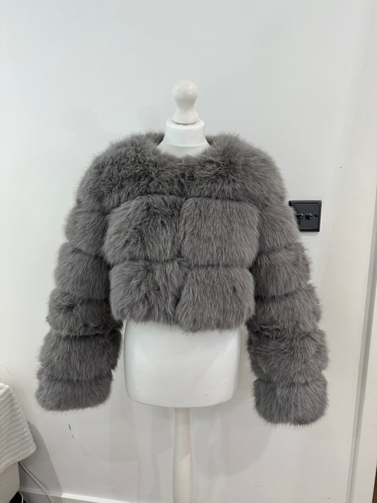 Extreme Cropped Body 3 Row Faux Fur Coat