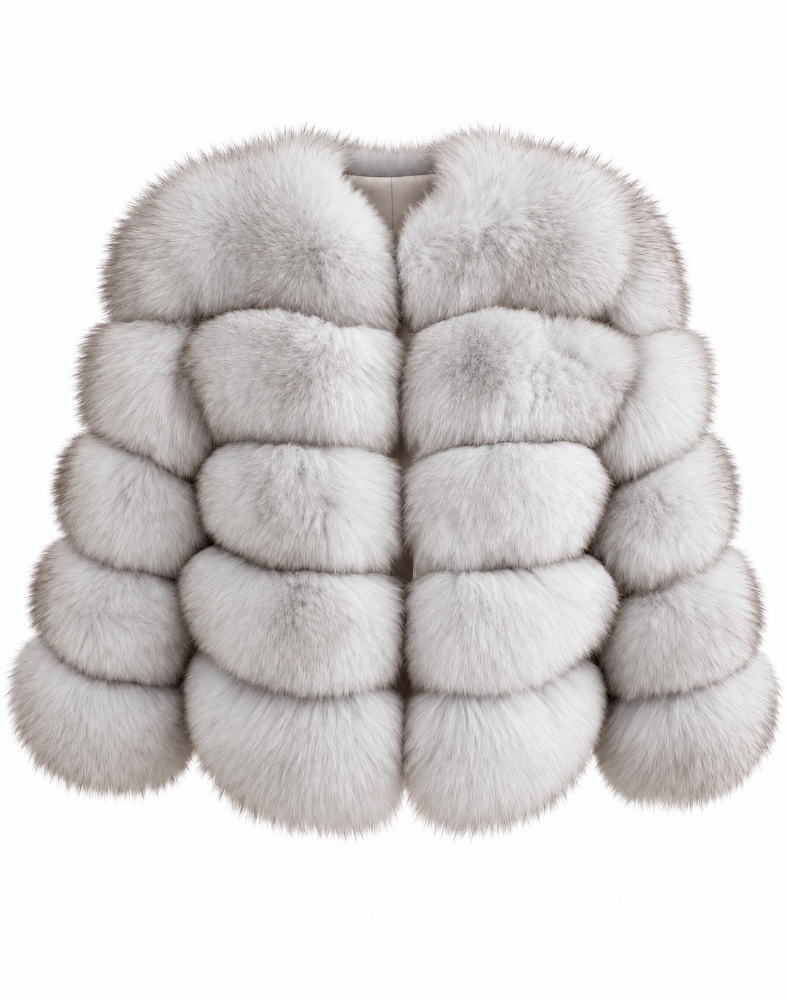 Premium 5 Row Cropped Sleeve Fox Fur Coat (10/18 Day Delivery)