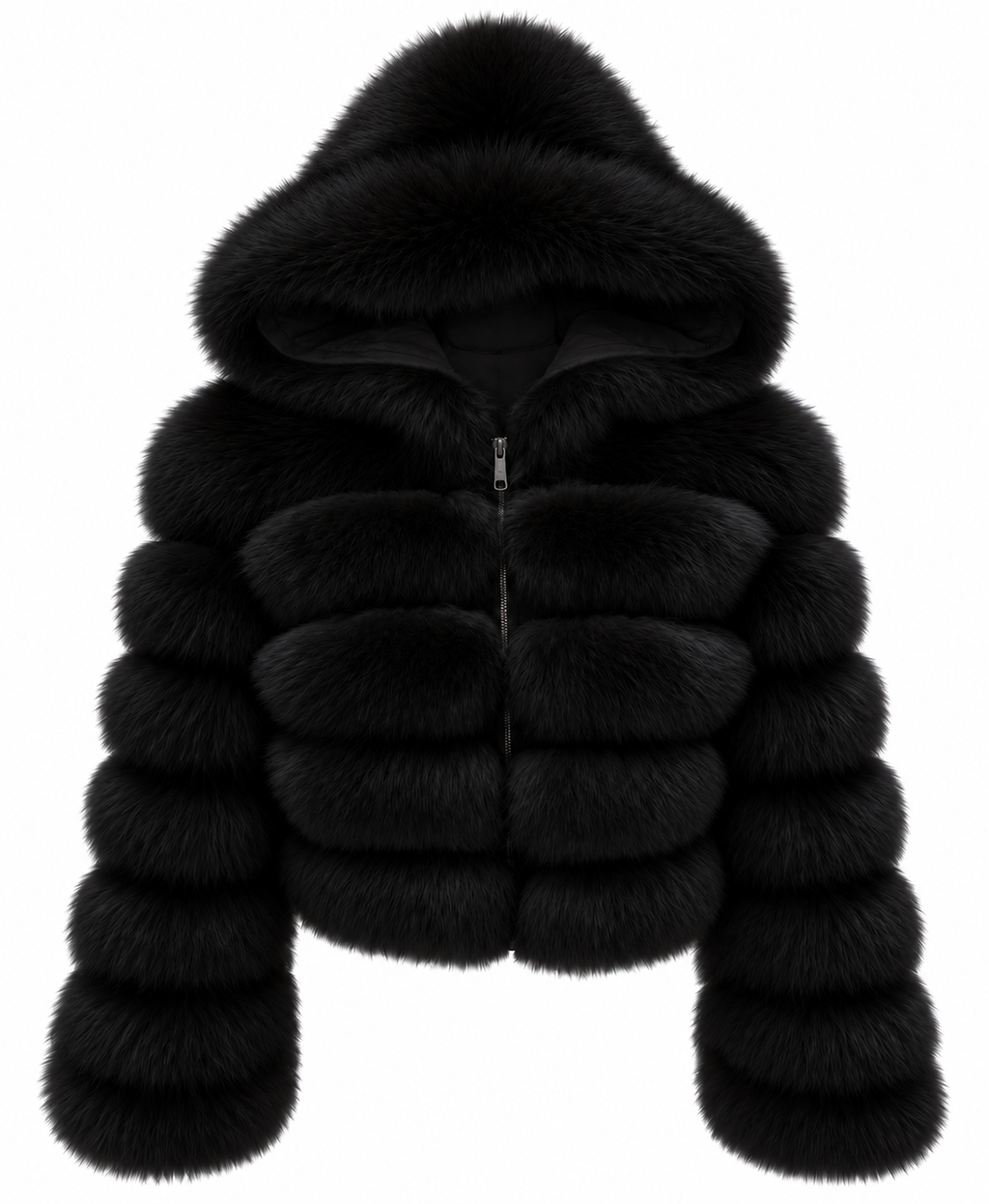 Premium Hooded Full Sleeve Fox Fur Coats