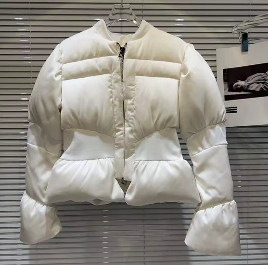 ‘Nellie’ White Structured Puffer Jacket IN STOCK