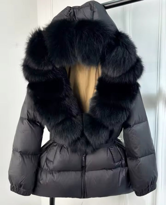 ‘Lucia’ Hooded Fox Fur Puffer Jacket