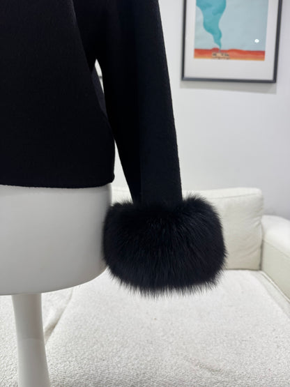 ‘Beaumont’ Wool Fox Fur Cuff Jacket
