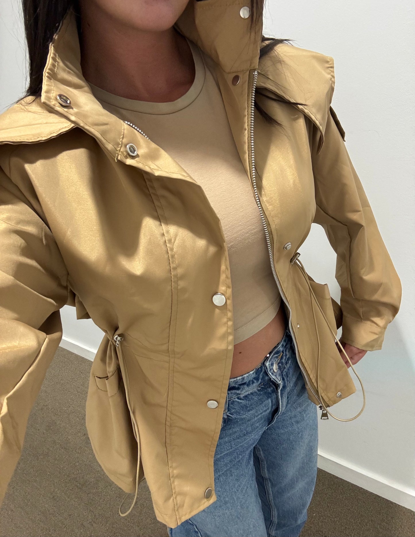 ‘Laila’ Camel Rain Coat [1/2 Week Delivery]