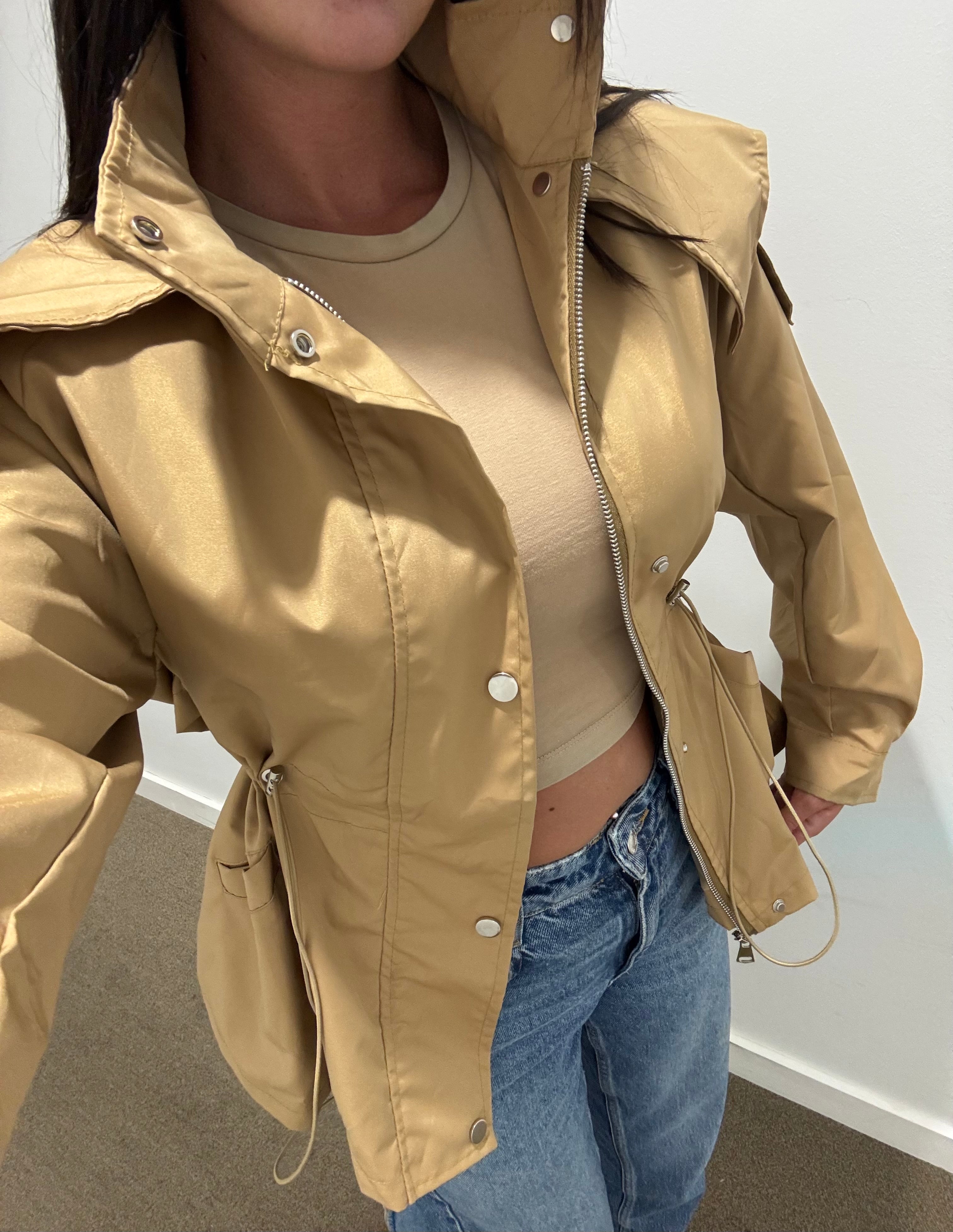 ‘Laila’ Camel Rain Coat [1/2 Week Delivery]