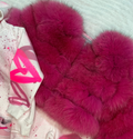 ‘Hot Pink’ Premium 5 Row Cropped Sleeve Fox Fur Coat (10/18 Day Delivery)