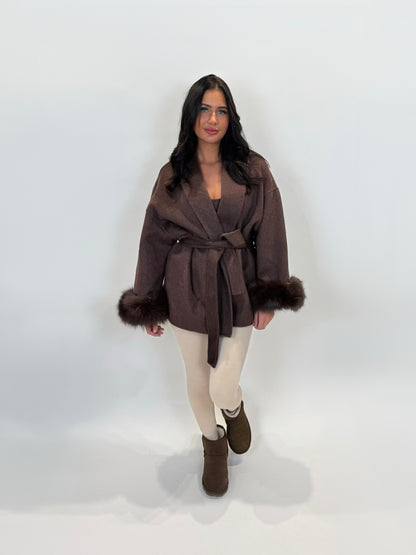 ‘Valentina’ Fox Fur Cuff Cardigan