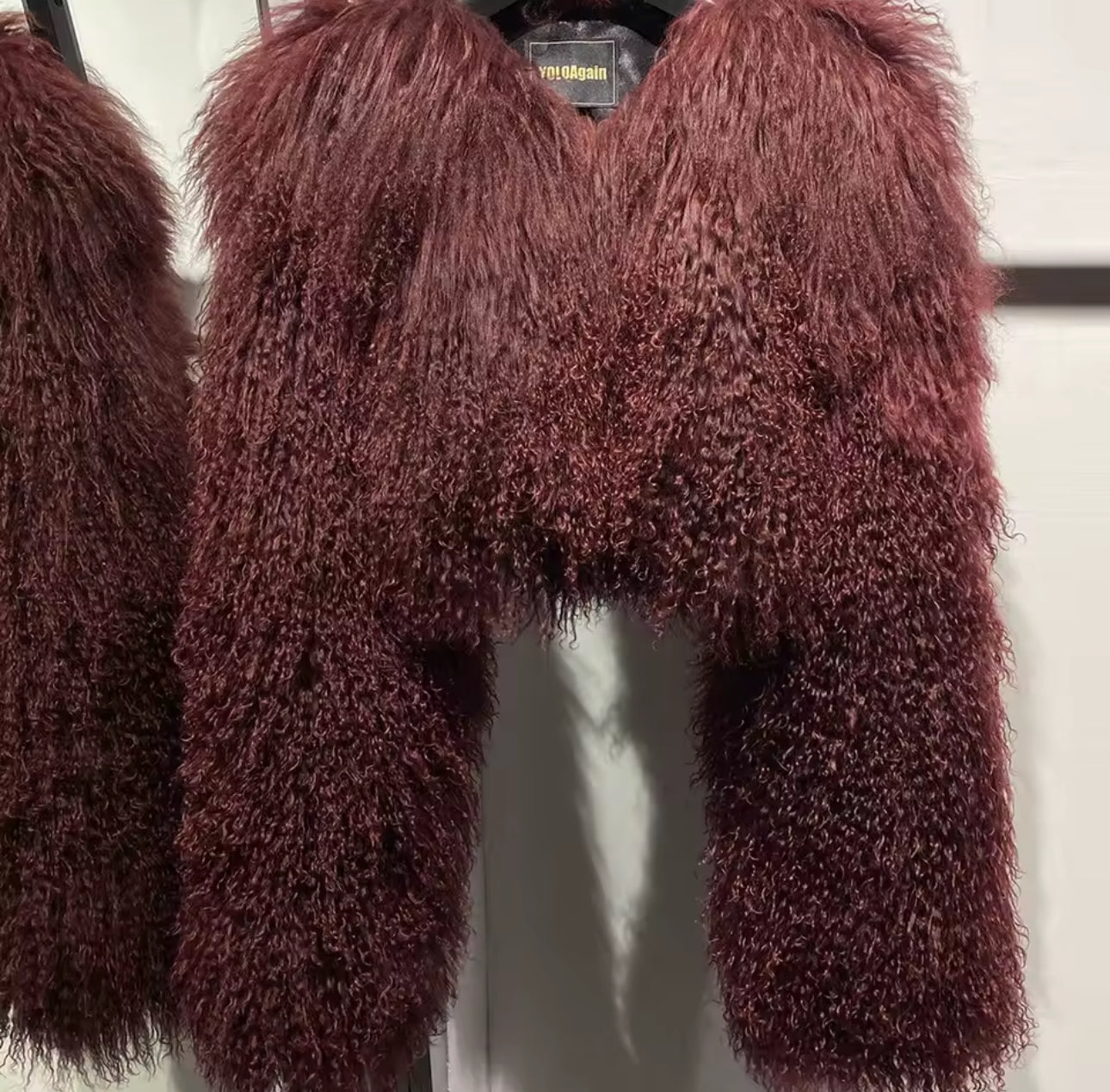 ‘Zara’ Extreme Cropped Mongolian Lamb Fur Coat (8/10 day delivery)