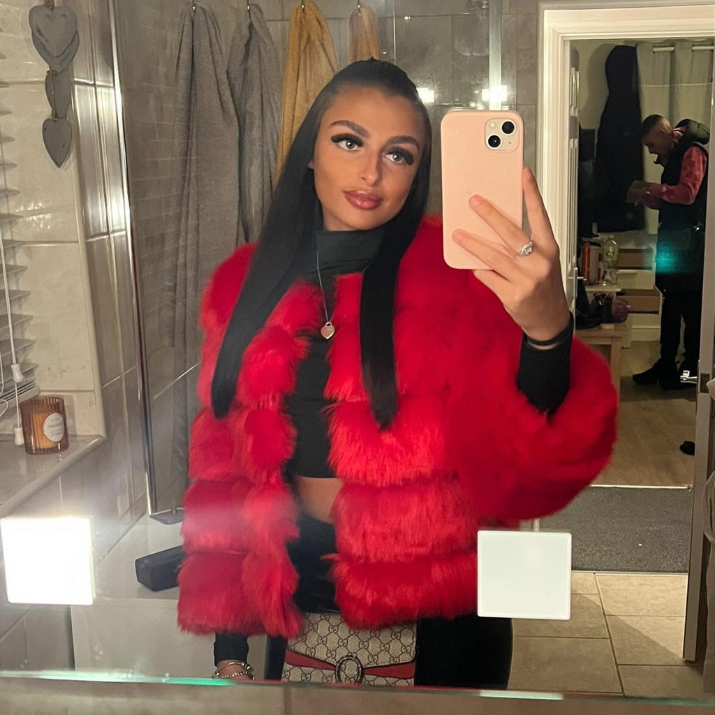 Faux Fur 5 Row Cropped Sleeve Jacket [2/4 Week Delivery]