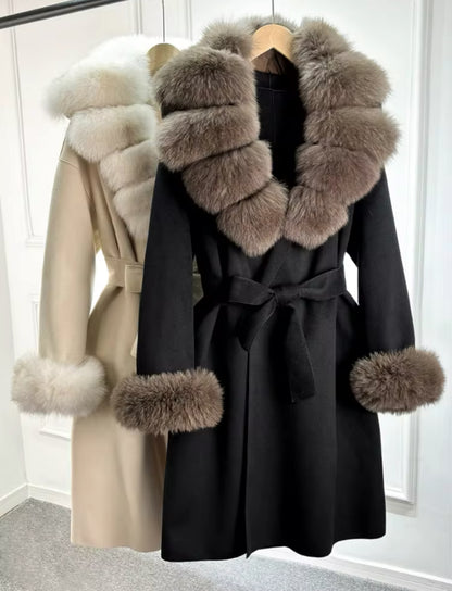 ‘Dolcie’ Long Belted Fox Fur Coat