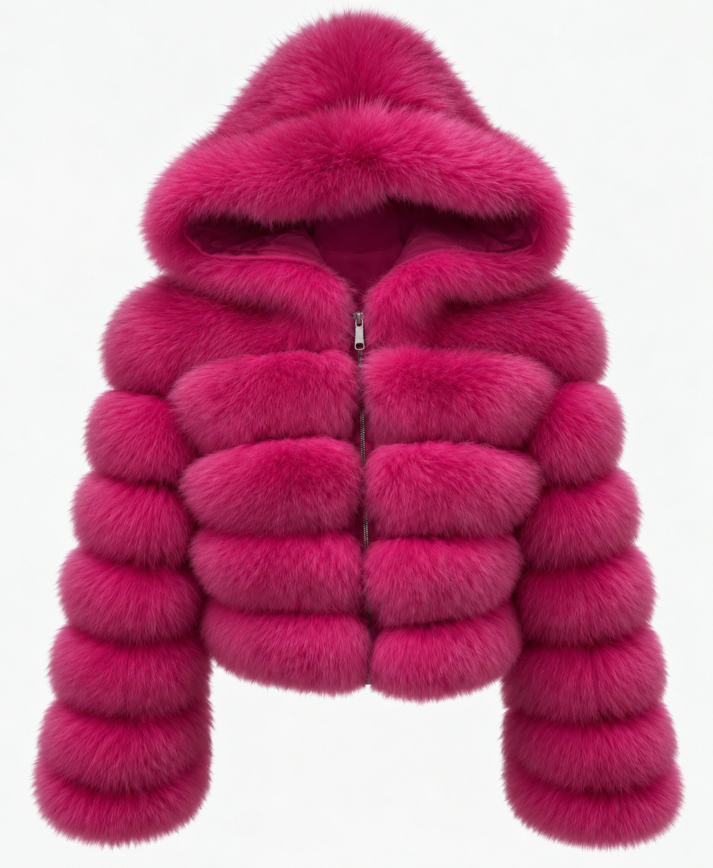 Premium Hooded Full Sleeve Fox Fur Coats