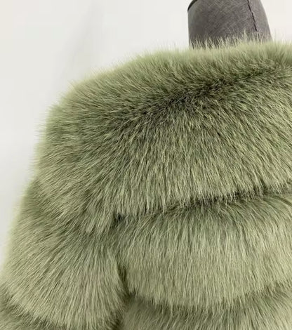 Extreme Cropped Body 3 Row Faux Fur Coat