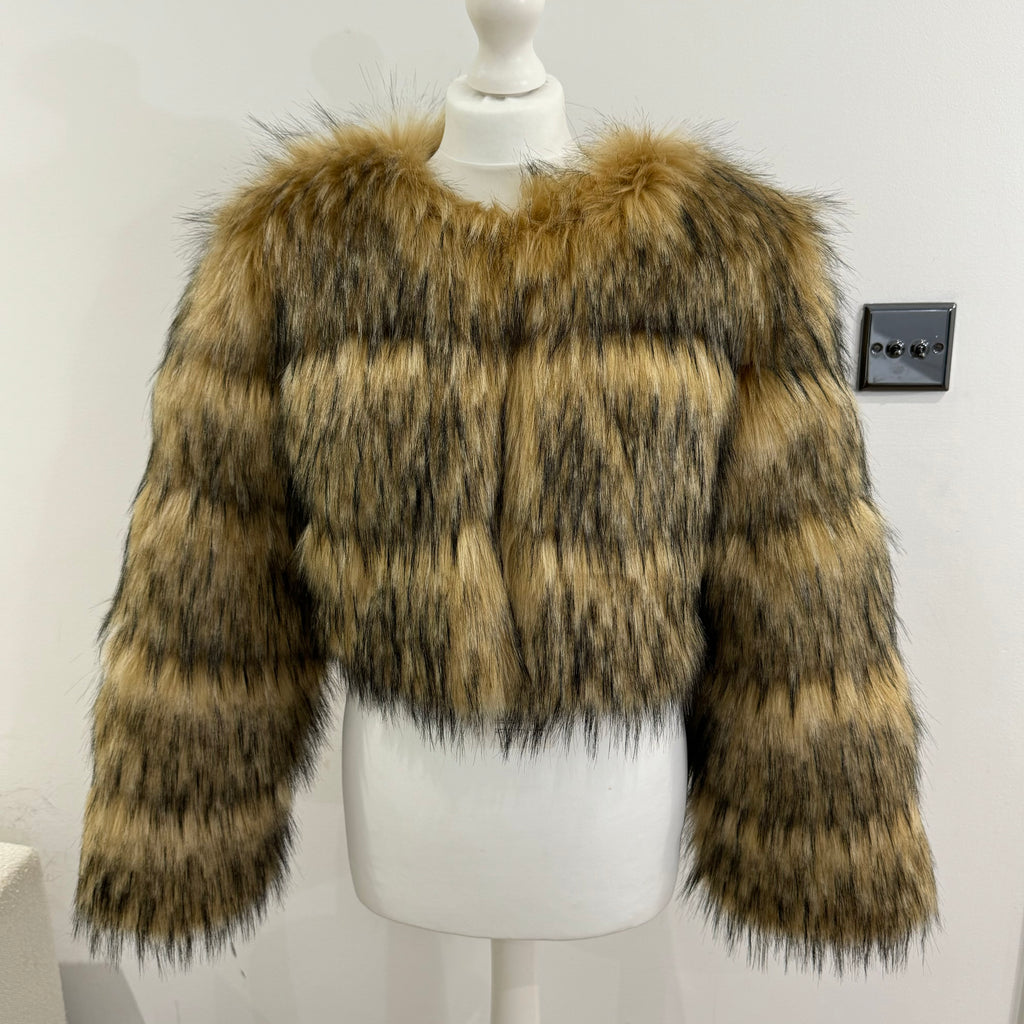 Faux Raccoon Fur Cropped Body Jacket (2/4 Week Delivery)