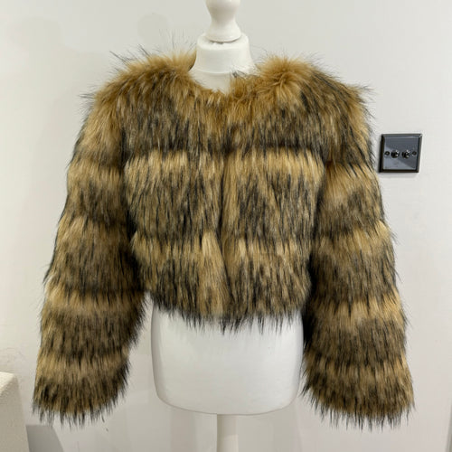 Faux Raccoon Fur Cropped Body Jacket (2/4 Week Delivery)