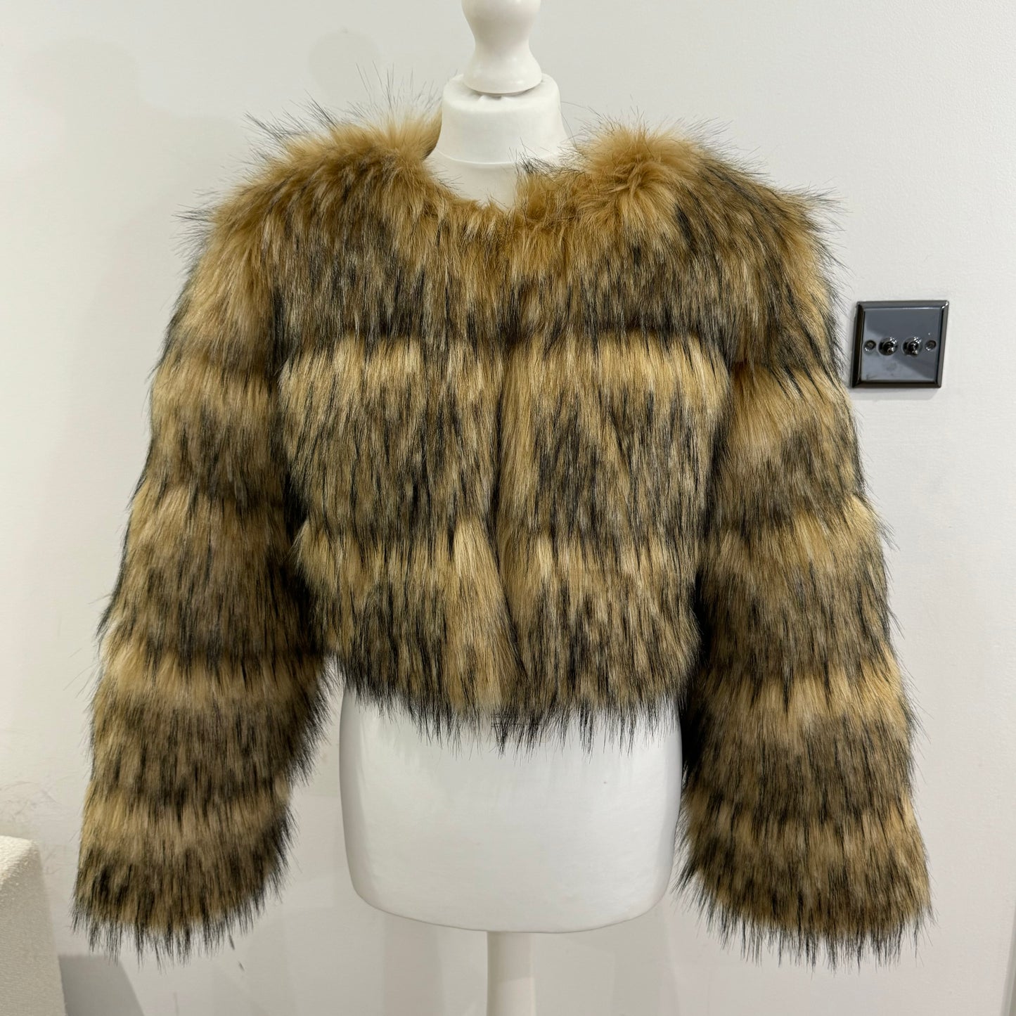 Faux Raccoon Fur Cropped Body Coat (2/4 Week Delivery)