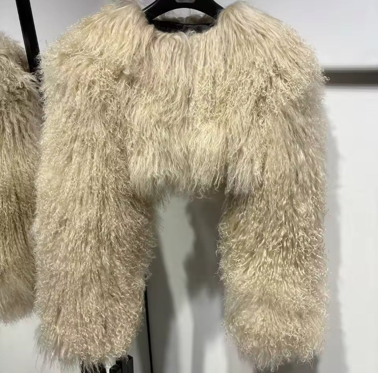 ‘Zara’ Extreme Cropped Mongolian Lamb Fur Coat (8/10 day delivery)