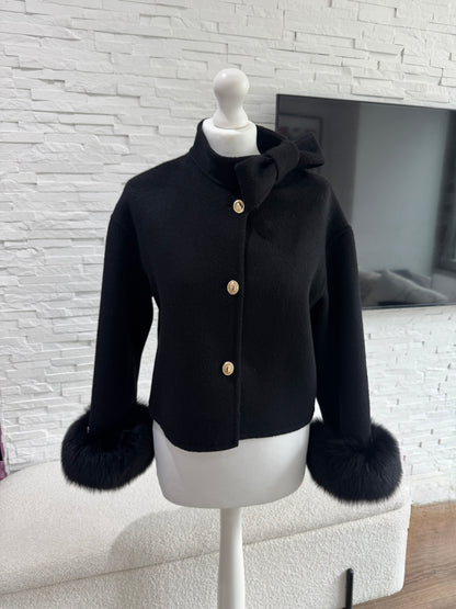 ‘Beaumont’ Wool Fox Fur Cuff Jacket