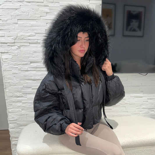 ’Sophia’ Oversized Raccoon Fur Puffer Jacket