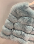 ‘Ice Blue’ Premium 8 Row Full Sleeve Fox Fur Coat (10/18 Day Delivery)