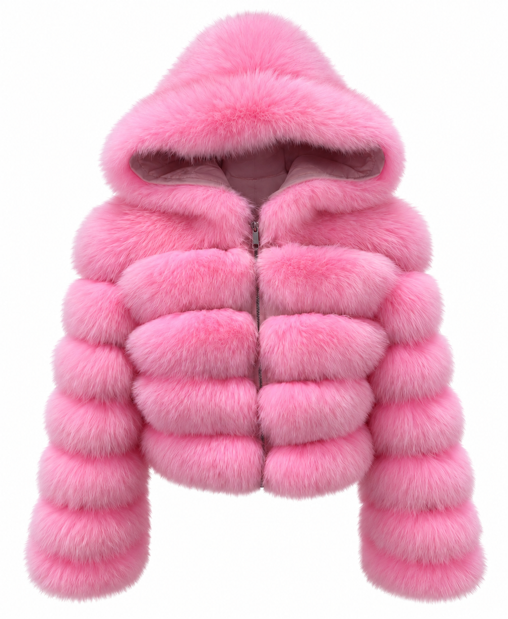 Premium Hooded Full Sleeve Fox Fur Coats