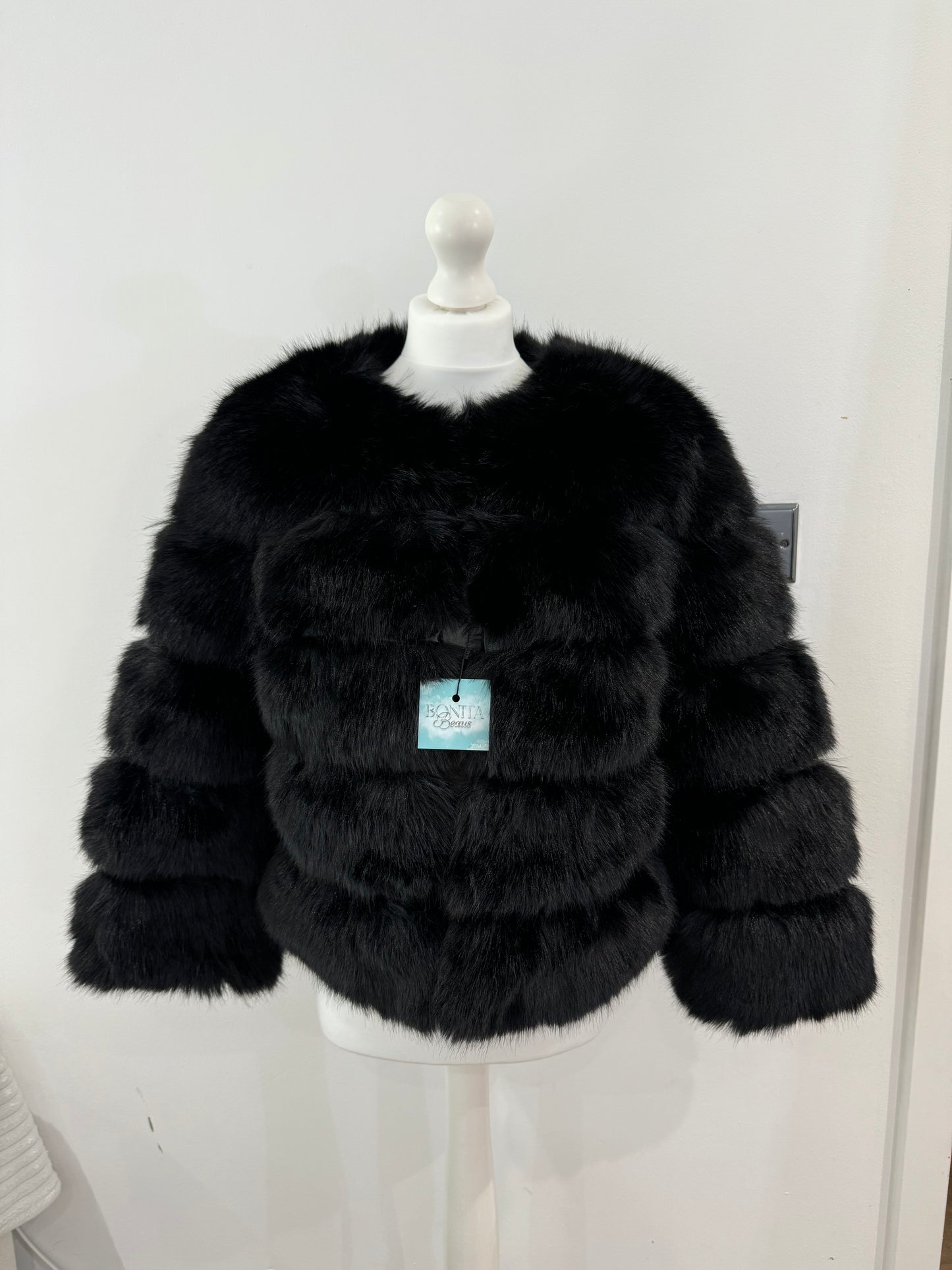 Faux Fur 5 Row Cropped Sleeve Coats [2/4 Week Delivery]