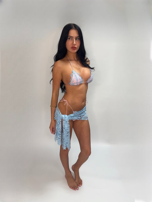 Blue Lace Mini Sarong & Choker Set