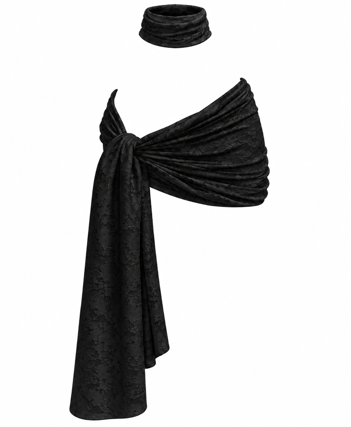 Blossom Mini Sarong & Choker in Black