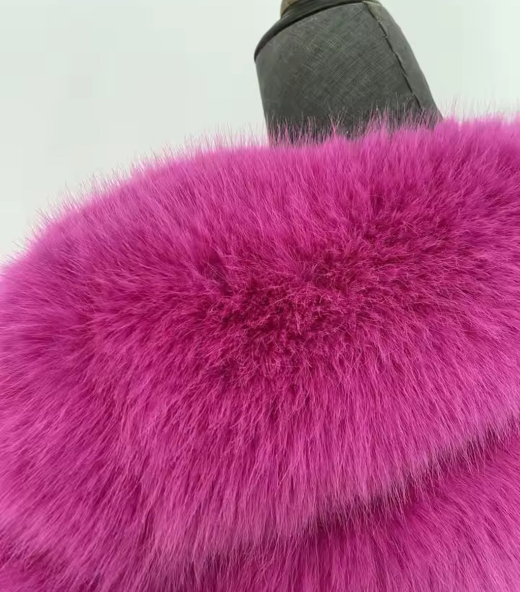 Extreme Cropped Body 3 Row Faux Fur Jacket