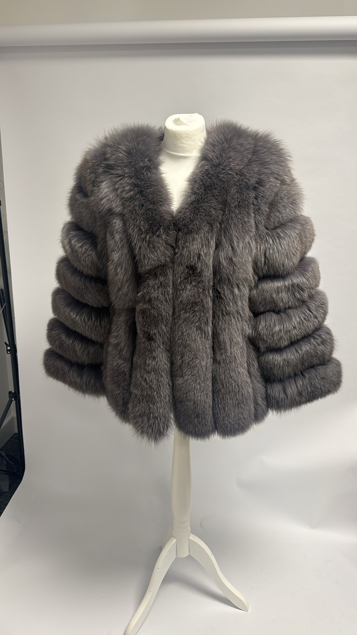 ‘Medium Grey’ Premium Long Vertical Fox Fur. (Ready to send)