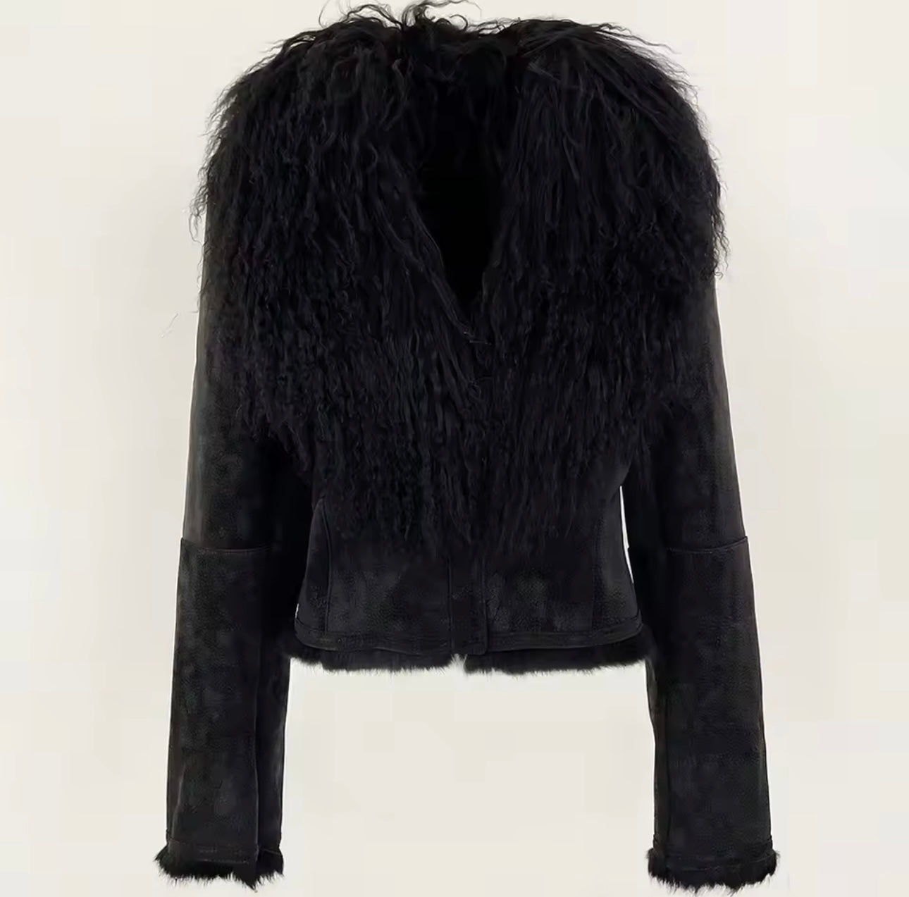 ‘Maisie’ Mongolian Fur Collar Jacket