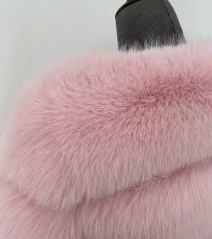 Extreme Cropped Body 3 Row Faux Fur Coat